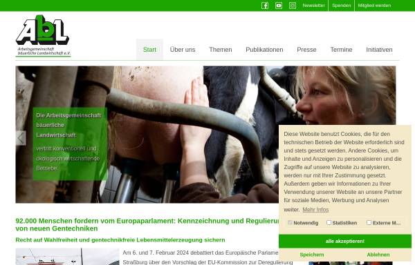Vorschau von www.abl-ev.de, Arbeitsgemeinschaft bäuerliche Landwirtschaft e.V.