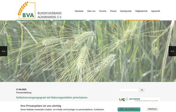Vorschau von www.bv-agrar.de, Bundesverband der Agrargewerblichen Wirtschaft e.V.