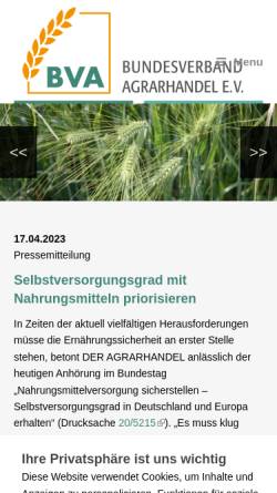 Vorschau der mobilen Webseite www.bv-agrar.de, Bundesverband der Agrargewerblichen Wirtschaft e.V.
