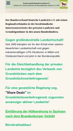 Vorschau der mobilen Webseite www.deutsche-landwirte.de, Bundesverband Deutscher Landwirte e.V. (VDL)