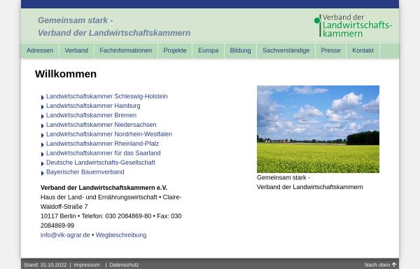 Vorschau von www.landwirtschaftskammern.de, Verband der Landwirtschaftskammern e.V.
