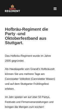 Vorschau der mobilen Webseite hofbraeu-regiment.com, Hofbräu-Regiment