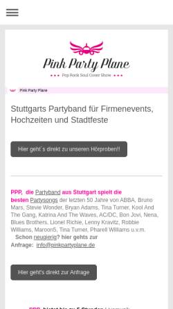 Vorschau der mobilen Webseite www.pinkpartyplane.de, Pink Party Plane