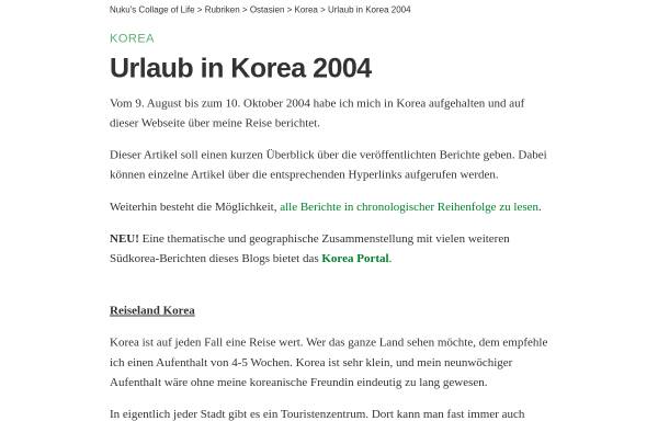 Vorschau von www.nuku.de, Urlaubsbericht aus Südkorea