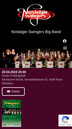 Vorschau der mobilen Webseite www.bigband-tanz.ch, Nostalgie Swingers Bigband