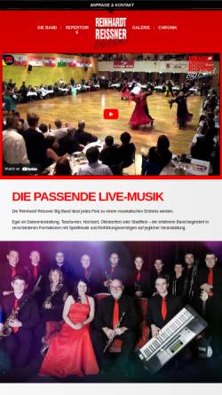 Vorschau der mobilen Webseite www.reissner-band.de, Reinhard Reissner BigBand
