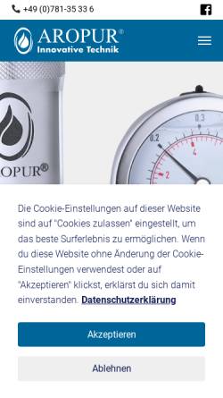 Vorschau der mobilen Webseite www.aropur.de, Aropur-System