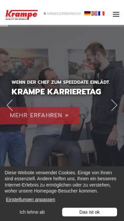 Vorschau der mobilen Webseite www.krampe.de, Krampe Fahrzeug- und Metallbau GmbH
