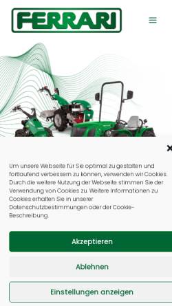 Vorschau der mobilen Webseite ferrari-traktoren.de, MKV Motorgeräte - und Kleintraktoren - Vertrieb