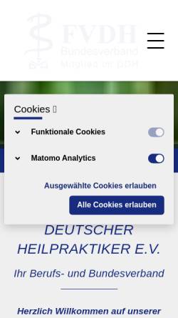 Vorschau der mobilen Webseite www.fvdh.de, Freier Verband Deutscher Heilpraktiker e.V. (FVDH)