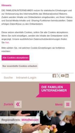 Vorschau der mobilen Webseite www.familienunternehmer.eu, Arbeitsgemeinschaft Selbständiger Unternehmer e. V. (ASU) Regionalkreis Mittelhessen