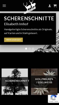 Vorschau der mobilen Webseite www.scherenschnittkunst.ch, Scherenschnittkunst Elisabeth Imhof