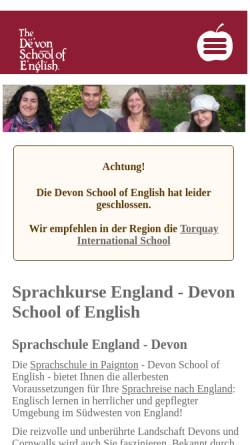 Vorschau der mobilen Webseite www.sprachkurse-england.com, The Devon School of English
