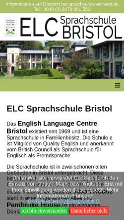 Vorschau der mobilen Webseite www.elcbristol.de, English Language Centre Bristol