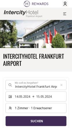 Vorschau der mobilen Webseite www.intercityhotel.com, InterCityHotel Frankfurt