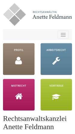 Vorschau der mobilen Webseite www.rechtsanwalt-feldmann.de, Feldmann Anette