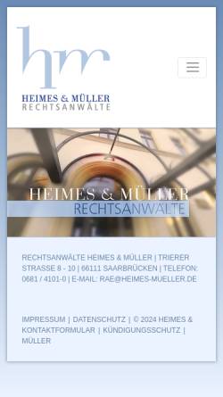 Vorschau der mobilen Webseite www.heimes-mueller.de, Heimes und Müller
