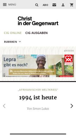 Vorschau der mobilen Webseite www.herder.de, Christ in der Gegenwart