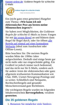 Vorschau der mobilen Webseite www.kasper-online.de, Goldene Regeln für schlechte E-Mails
