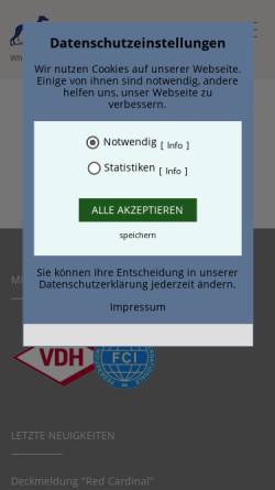 Vorschau der mobilen Webseite www.wcd-online.de, Whippet Club Deutschland - der Verein für Whippetfreunde