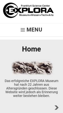 Vorschau der mobilen Webseite explora.de, Explora-Museum