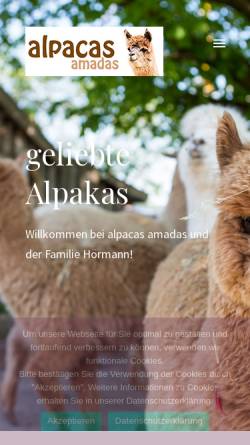 Vorschau der mobilen Webseite www.alpacas-amadas.de, Alpacas amadas