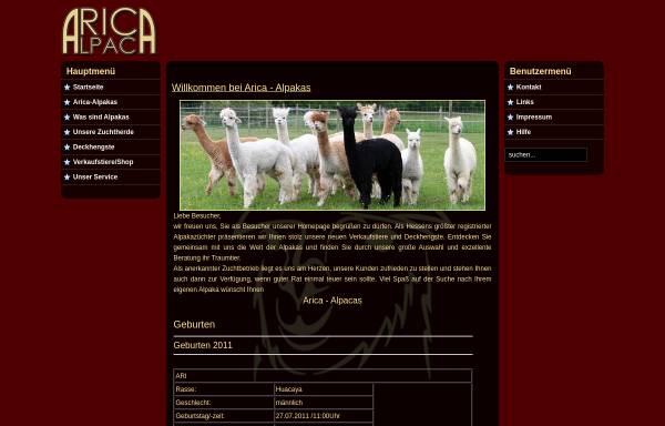 Vorschau von www.arica-alpakas.de, Arica-Alpakas, Kroeger-Gebauer GbR