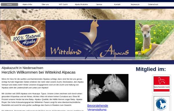 Vorschau von www.wittekind-alpacas.de, Wittekind Alpacas, Rainer und Herma Fortmann GbR