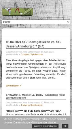 Vorschau der mobilen Webseite www.allemannia-jessen.de, SV Allemannia 08 Jessen