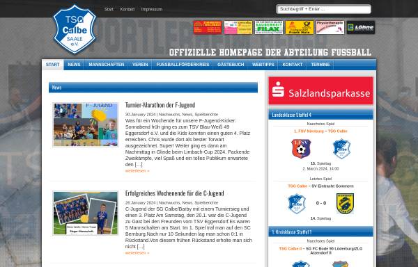 Vorschau von www.tsgcalbe-fussball.de, TSG Calbe/Saale e.V. - Abteilung Fußball