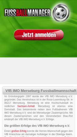 Vorschau der mobilen Webseite www.vfb-imo-merseburg.de, VfB IMO Merseburg