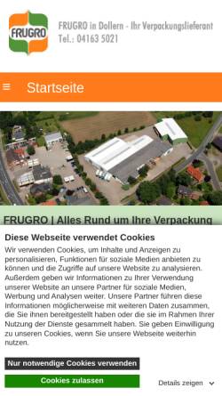 Vorschau der mobilen Webseite www.frugro.de, Frugro Obstverpackung Einkaufszentrale Niederelbe eG
