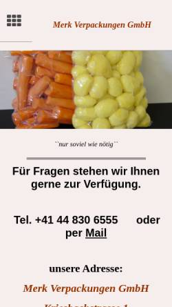 Vorschau der mobilen Webseite www.merkverpackungen.ch, Merk Verpackungen