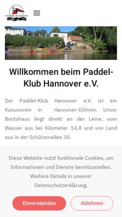 Vorschau der mobilen Webseite www.paddel-klub.de, Paddel-Klub Hannover e.V.