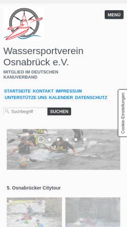 Vorschau der mobilen Webseite www.wsv-osnabrueck.de, Wassersportverein Osnabrück e.V.