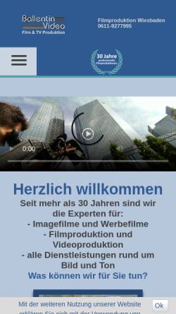 Vorschau der mobilen Webseite www.ballentin-video.de, Ballentin-Video (Wiesbaden)