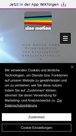 Vorschau der mobilen Webseite www.cine-motion.de, cine motion GmbH, (D) Haar