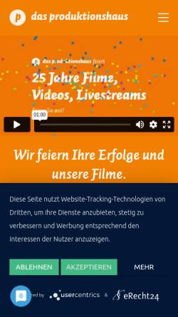 Vorschau der mobilen Webseite www.produktionshaus.de, Film Fernsehen Multimediasysteme GmbH