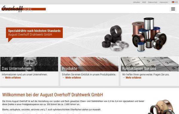 Vorschau von www.overhoff-draht.de, August Overhoff Drahtwerk GmbH