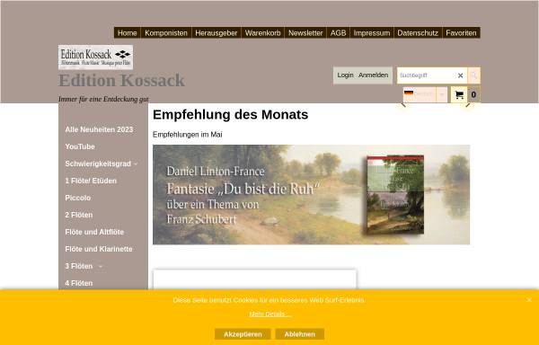 Vorschau von www.editionkossack.de, Edition Kossack Musikverlag