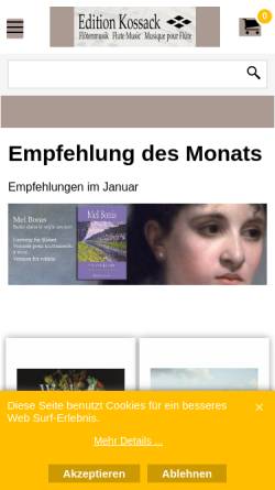 Vorschau der mobilen Webseite www.editionkossack.de, Edition Kossack Musikverlag
