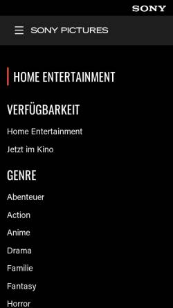 Vorschau der mobilen Webseite www.sphe.de, Sony Pictures Home Entertainment