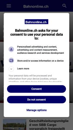 Vorschau der mobilen Webseite www.bahnonline.ch, BahnOnline