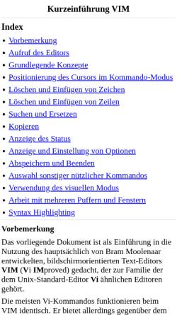 Vorschau der mobilen Webseite www-user.tu-chemnitz.de, Kurzeinführung VIM