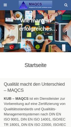 Vorschau der mobilen Webseite maqcs.de, KUB MAQCS, Inh. Willi Kilian