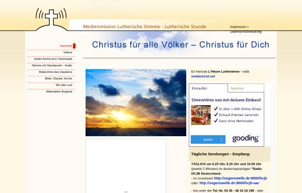 Vorschau von www.lutherischestunde.de, Radiomedienmission