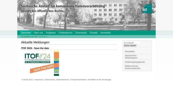 Vorschau von www.sakd.de, Sächsische Anstalt für kommunale Datenverarbeitung