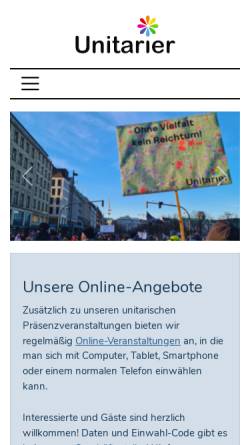 Vorschau der mobilen Webseite www.unitarier.de, Deutsche Unitarier-Religionsgemeinschaft