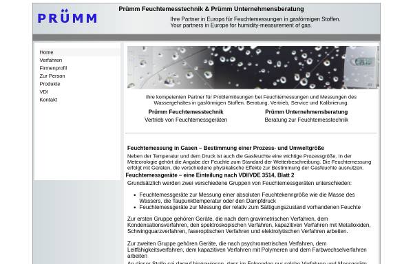 Vorschau von www.pruemmfeuchte.de, Prümm Feuchtemesstechnik, Inh. Dr.-Ing. Bernhard Prümm