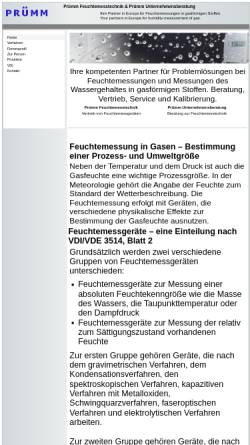 Vorschau der mobilen Webseite www.pruemmfeuchte.de, Prümm Feuchtemesstechnik, Inh. Dr.-Ing. Bernhard Prümm